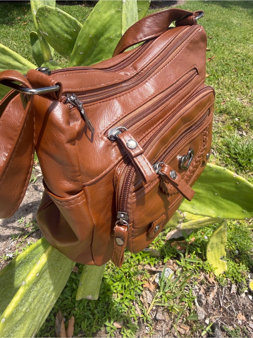 AFILE Crossbody Leather Shoulder Bag In Brown - Picture 9 of 16
